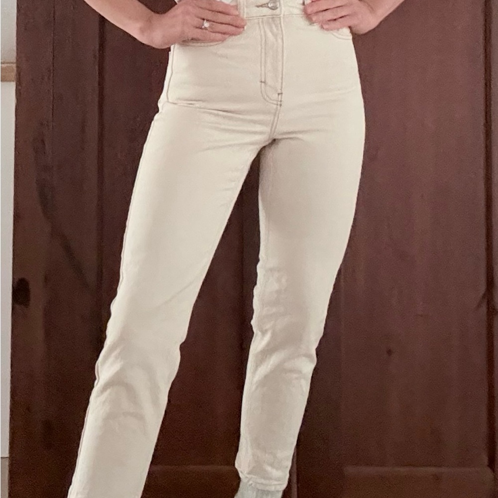 Topshop High-Rise Jeans in Creamy Neutral